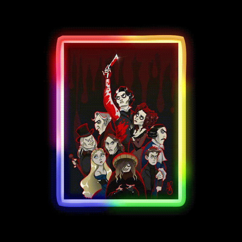 Sweeney Todd Movie Cast Poster Barber Shop Haircut Led Neon Sign - LED neon sign close-up detail