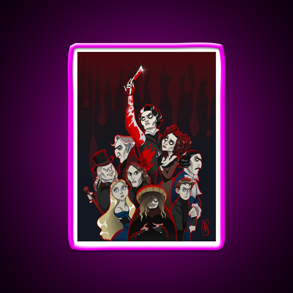 Sweeney Todd Movie Cast Poster Barber Shop Haircut Led Neon Sign - Neon sign mounted on wall in room