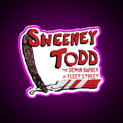 Sweeney Todd Title Print Barber Shop Haircut Led Neon Sign - Neon sign mounted on wall in room