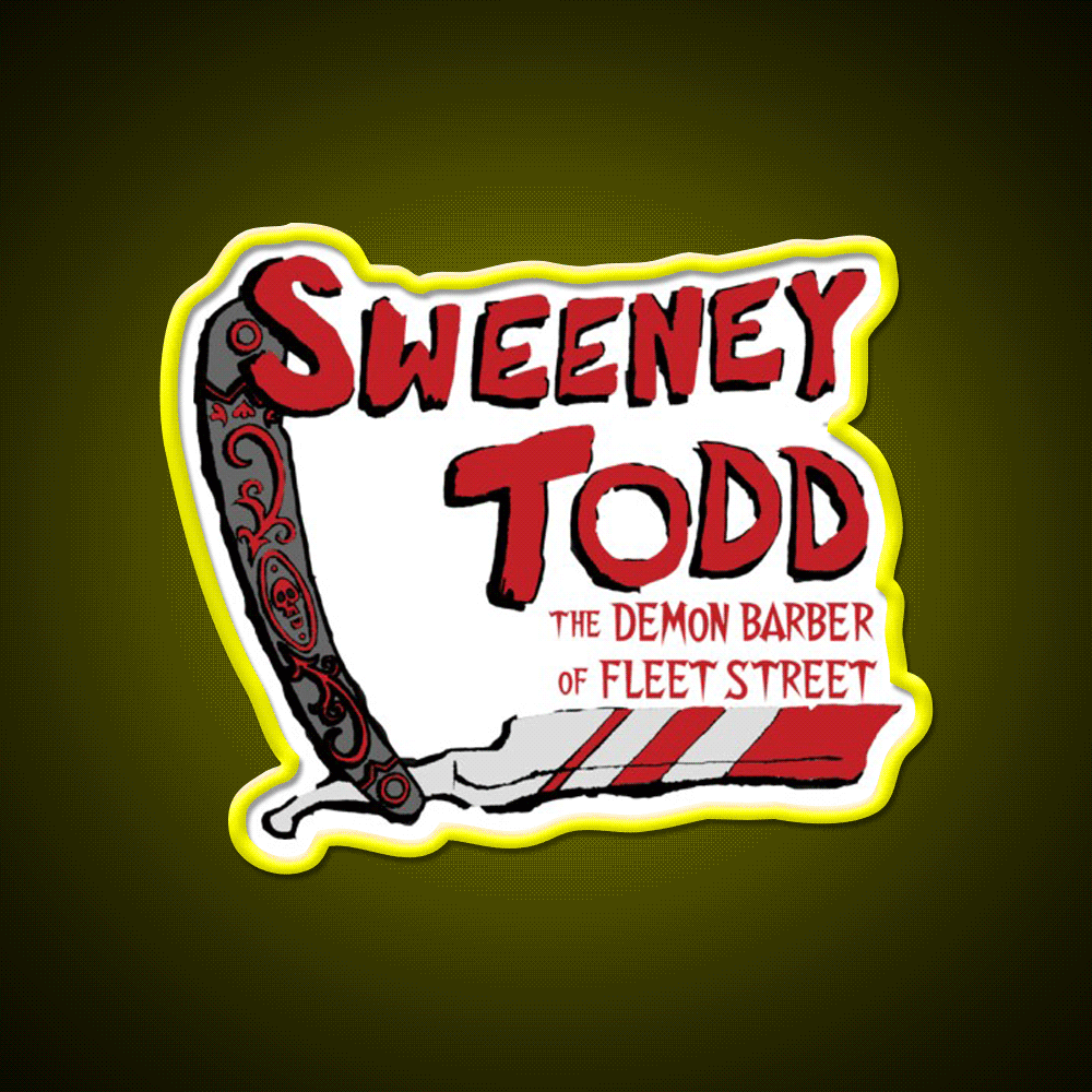 Sweeney Todd Title Print Barber Shop Haircut Led Neon Sign - Custom LED neon sign front view