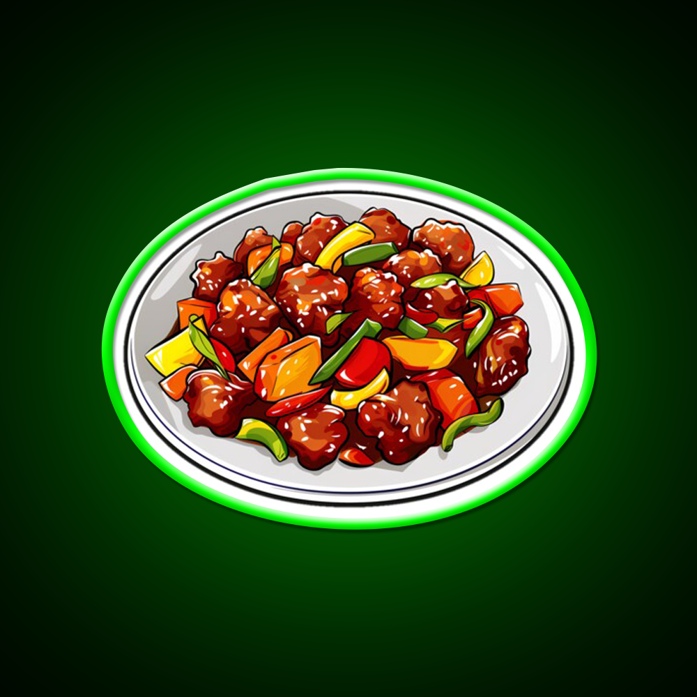 Sweet And Sour Pork Led Neon Sign Chinese Food Rgb Color