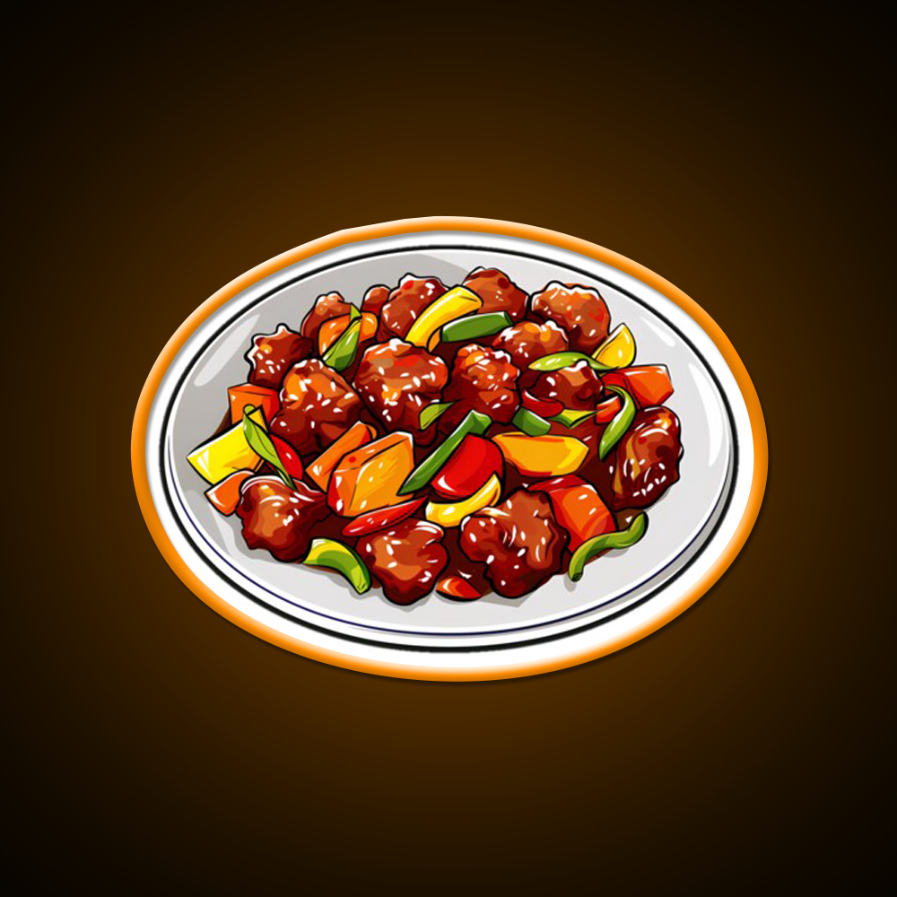 Sweet And Sour Pork Led Neon Sign Chinese Food Rgb Color