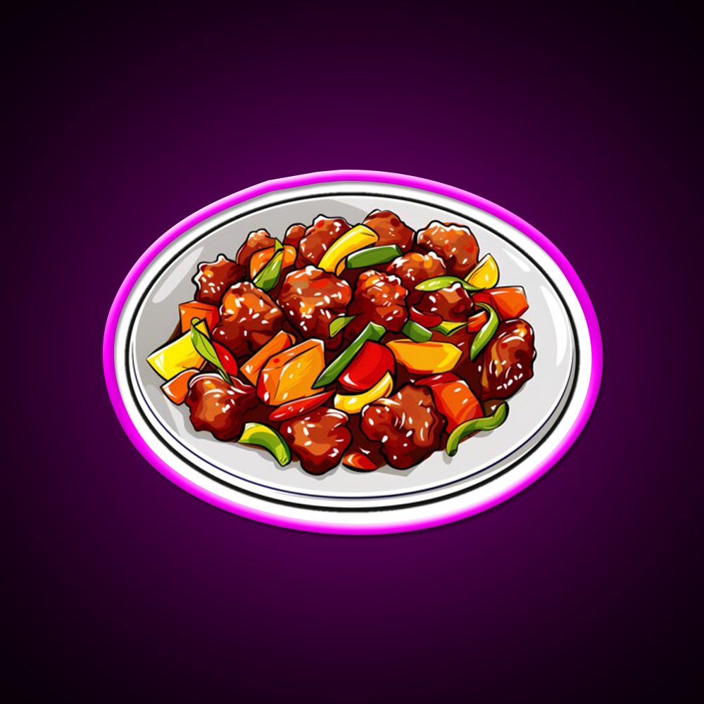Sweet And Sour Pork Led Neon Sign Chinese Food Rgb Color