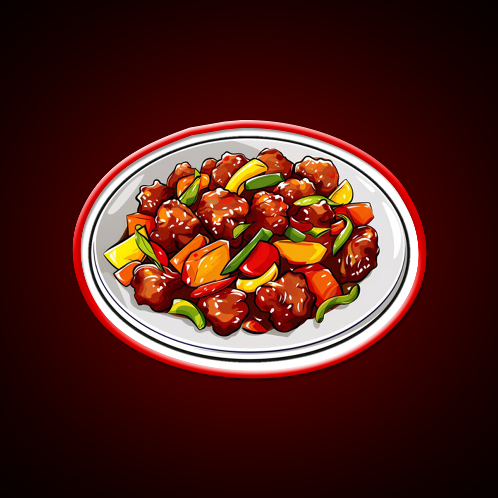Sweet And Sour Pork Led Neon Sign Chinese Food Rgb Color