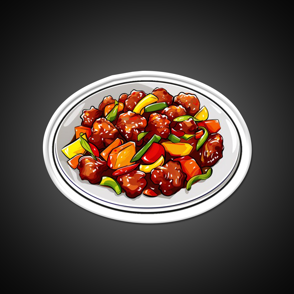 Sweet And Sour Pork Led Neon Sign Chinese Food Rgb Color
