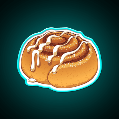 Sweet Cinnamon Roll With A Drizzle Of Icing Sugar Snack Food Led Neon Sign Rgb Color - Shineneon