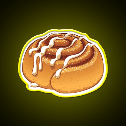 Sweet Cinnamon Roll With A Drizzle Of Icing Sugar Snack Food Led Neon Sign Rgb Color - Shineneon