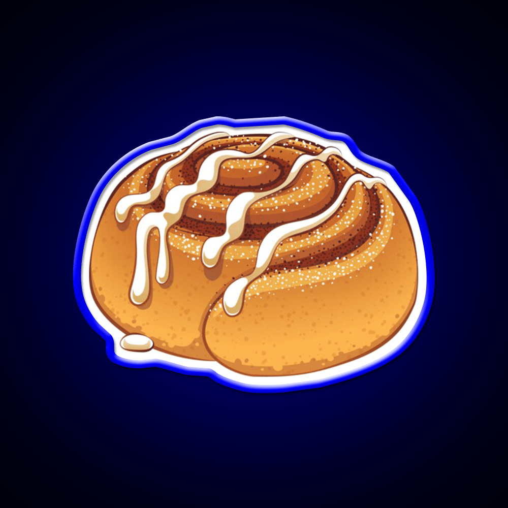 Sweet Cinnamon Roll With A Drizzle Of Icing Sugar Snack Food Led Neon Sign Rgb Color - Shineneon