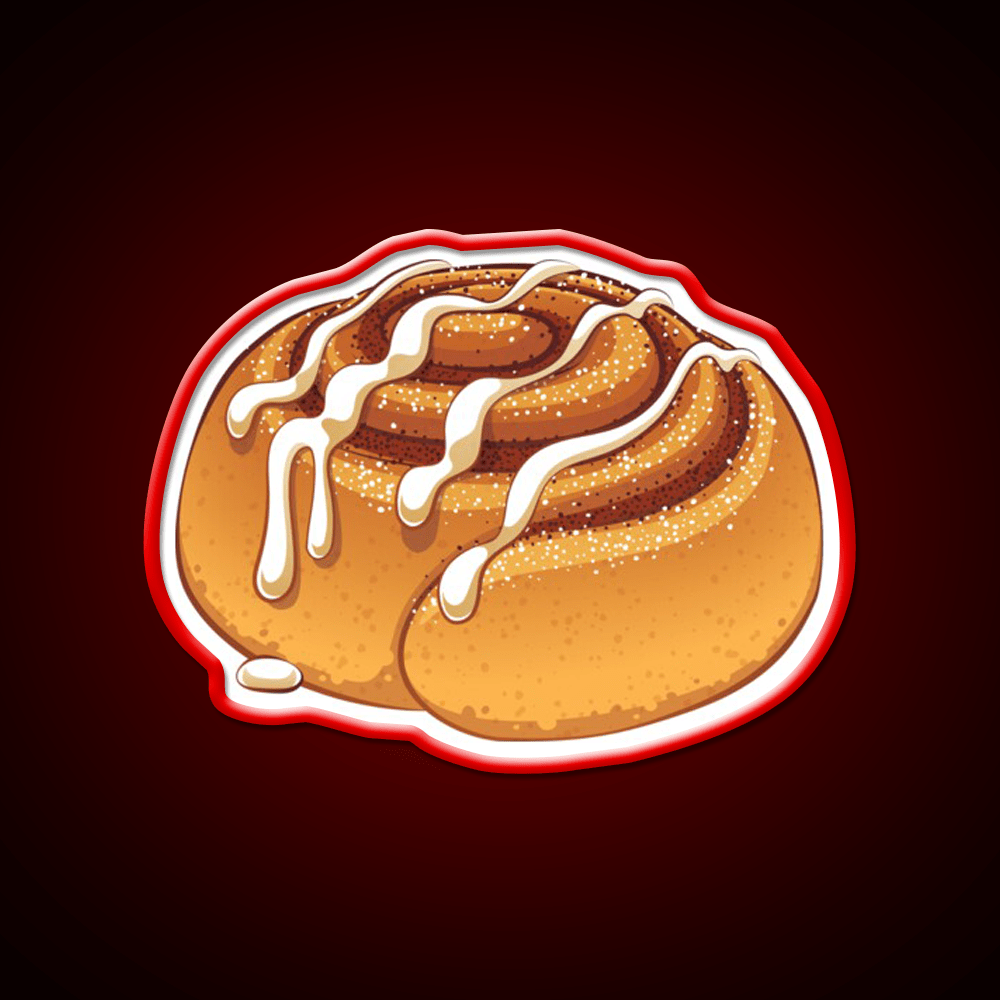 Sweet Cinnamon Roll With A Drizzle Of Icing Sugar Snack Food Led Neon Sign Rgb Color - Shineneon