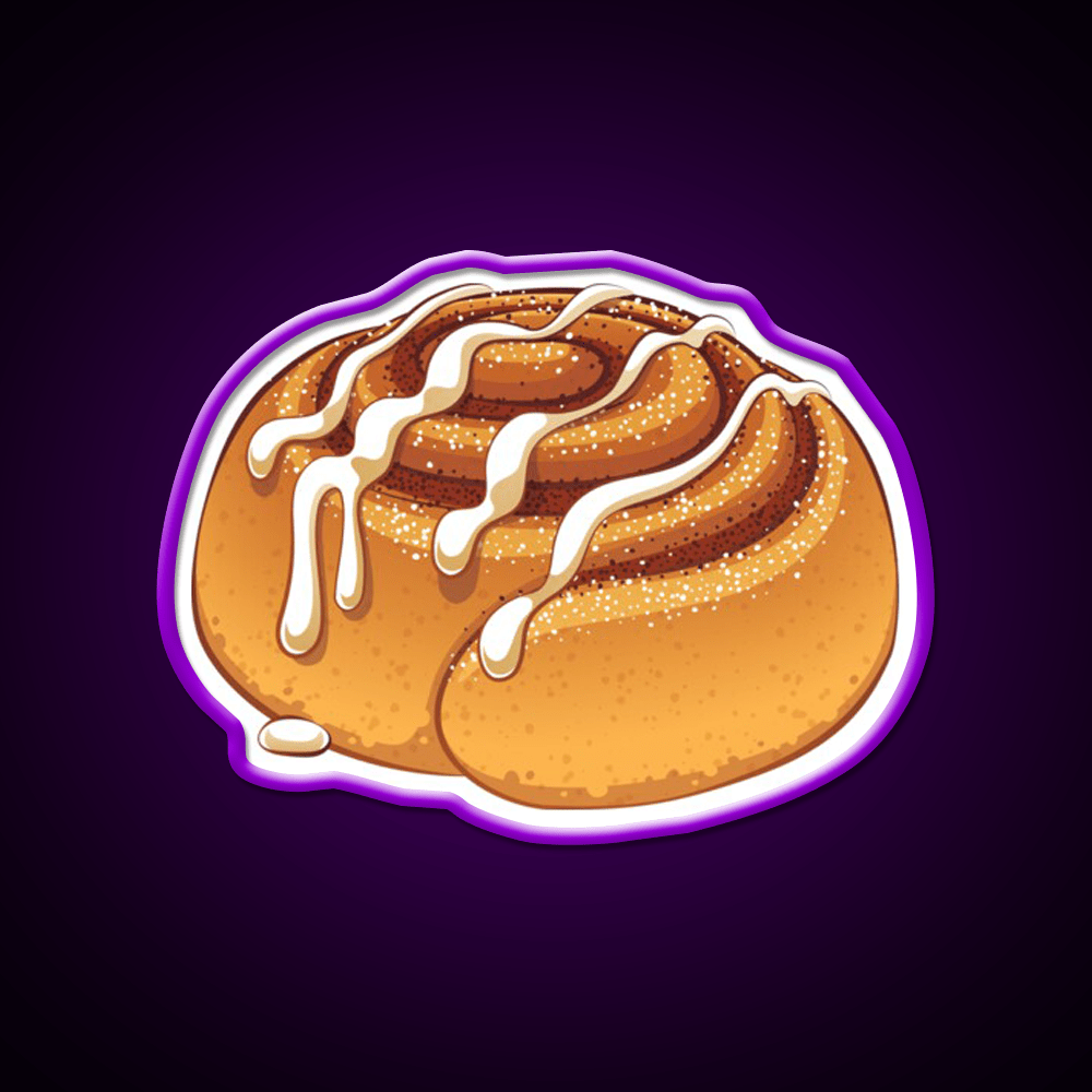 Sweet Cinnamon Roll With A Drizzle Of Icing Sugar Snack Food Led Neon Sign Rgb Color - Shineneon