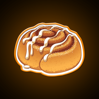 Sweet Cinnamon Roll With A Drizzle Of Icing Sugar Snack Food Led Neon Sign Rgb Color - Shineneon
