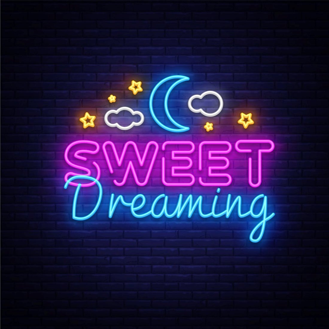 Sweet Dreaming Goodnight Moon Stars And Clouds Led Sign Business Neon Sign - Shineneon