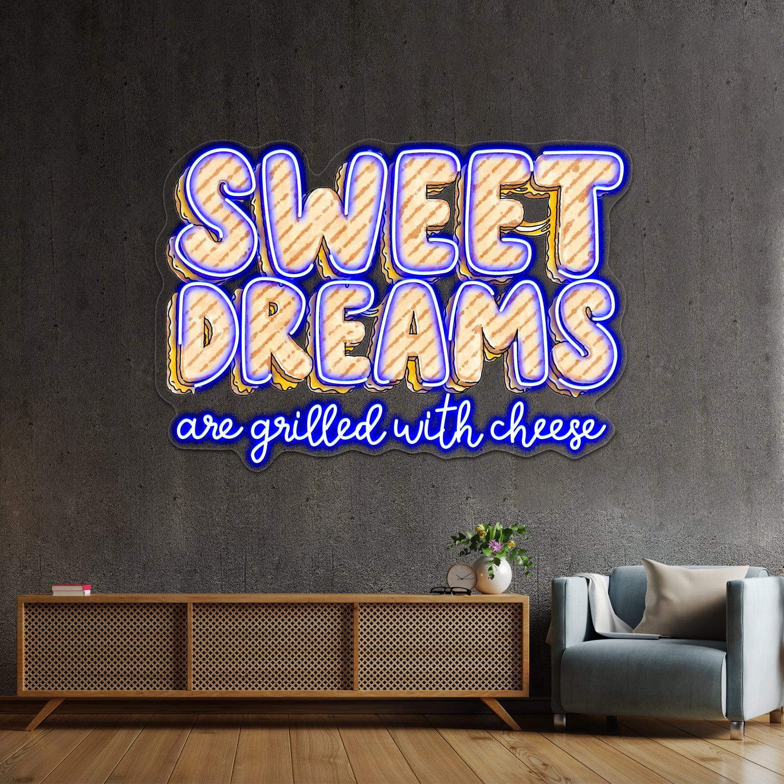 Sweet Dreams Are Grilled With Cheese Food Pun Neon Sign Artwork For Anime Neon Sign | Shineneon