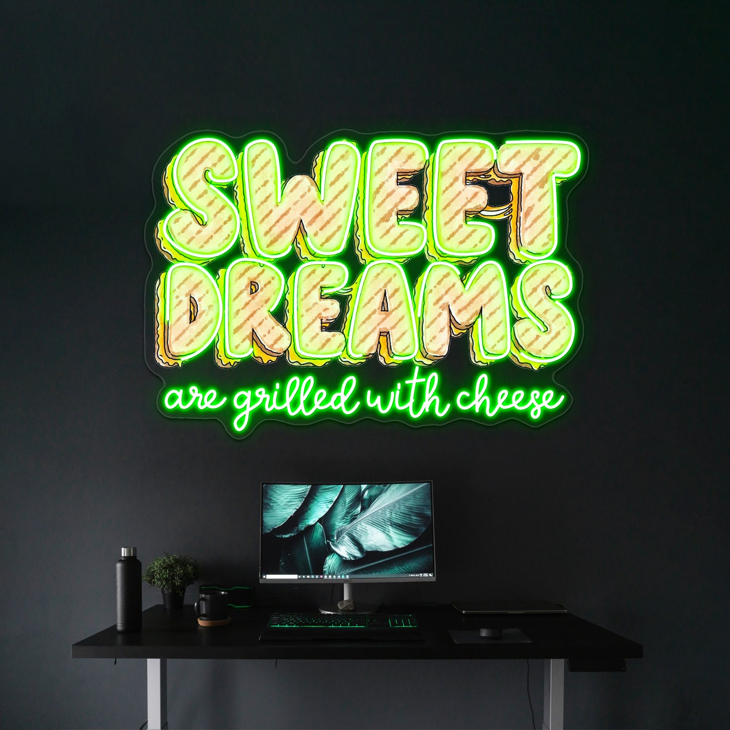 Sweet Dreams Are Grilled With Cheese Food Pun Neon Sign Artwork For Anime Neon Sign