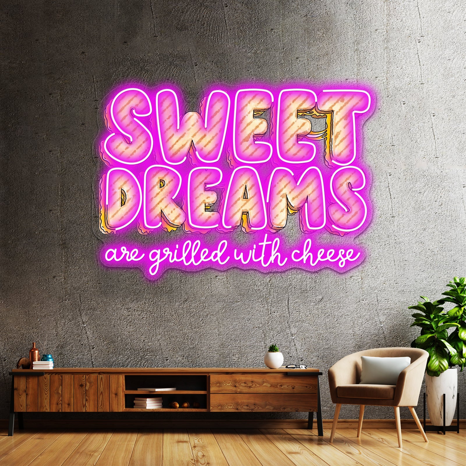 Sweet Dreams Are Grilled With Cheese Food Pun Neon Sign Artwork For Anime Neon Sign | Shineneon