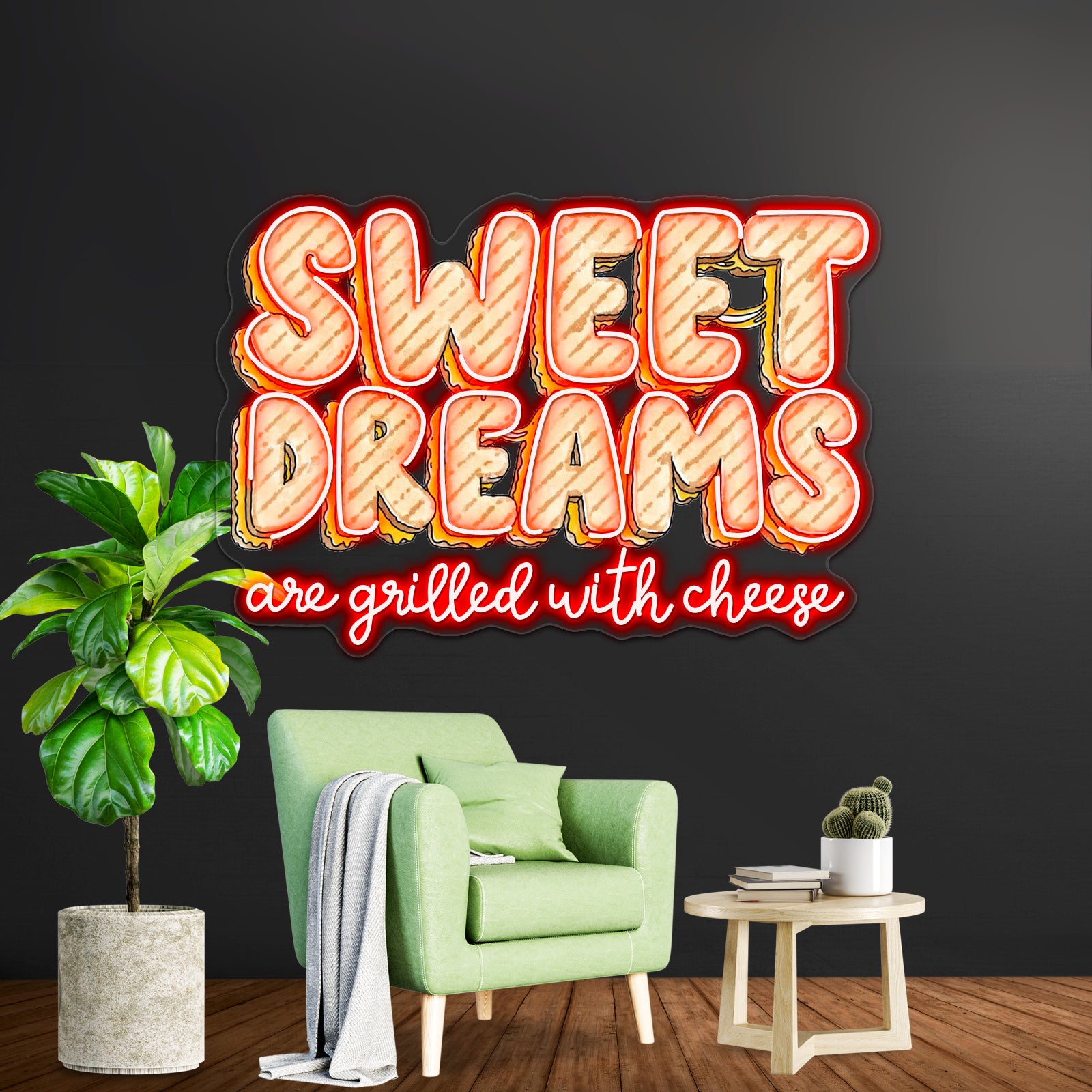 Sweet Dreams Are Grilled With Cheese Food Pun Neon Sign Artwork For Anime Neon Sign | Shineneon