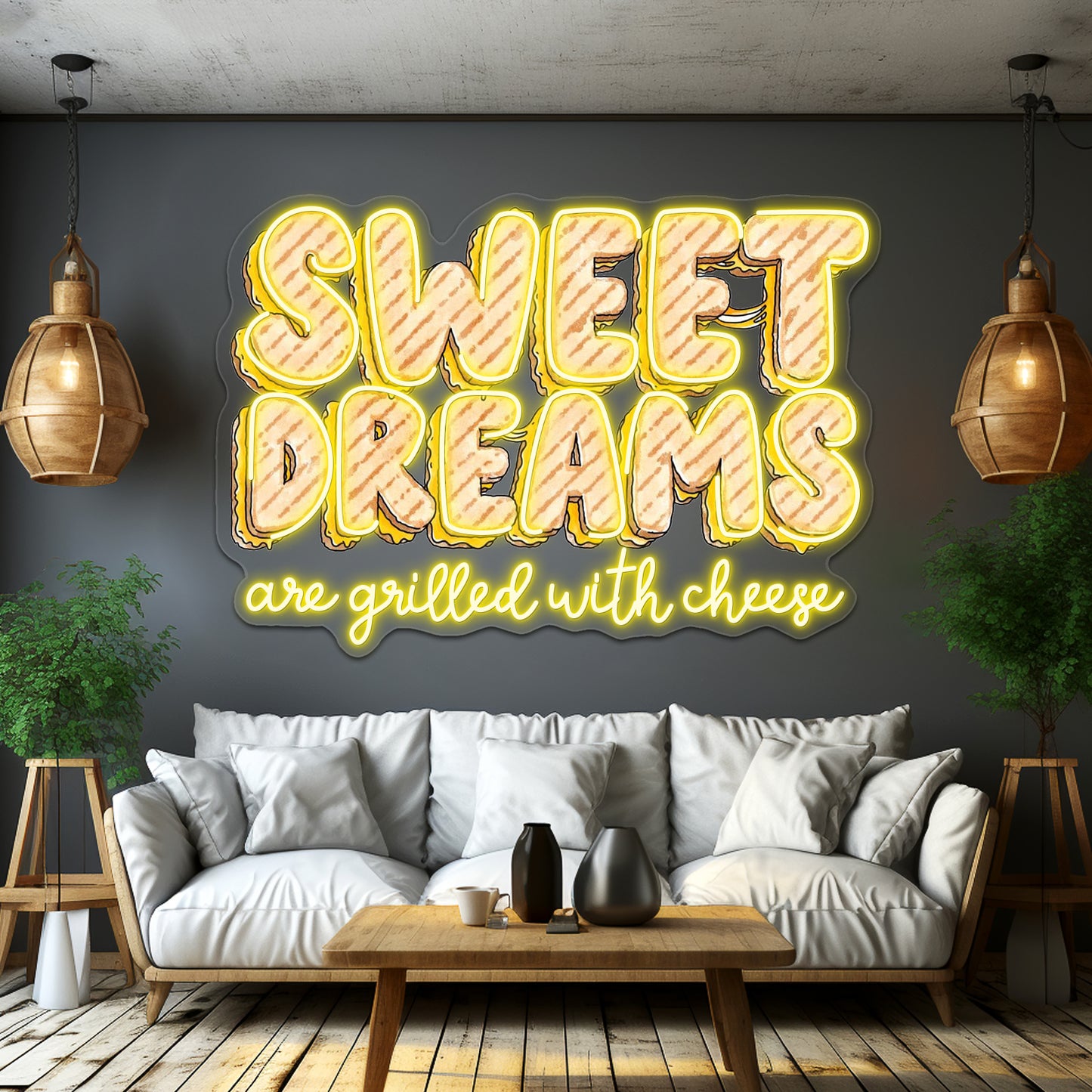 Sweet Dreams Are Grilled With Cheese Food Pun Neon Sign Artwork For Anime Neon Sign