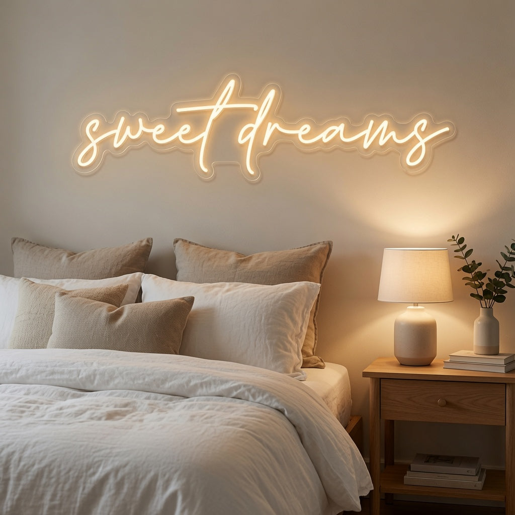 Sweet Dreams LED Neon Sign Home Wall Art - 03 Real Lifestyle Scene