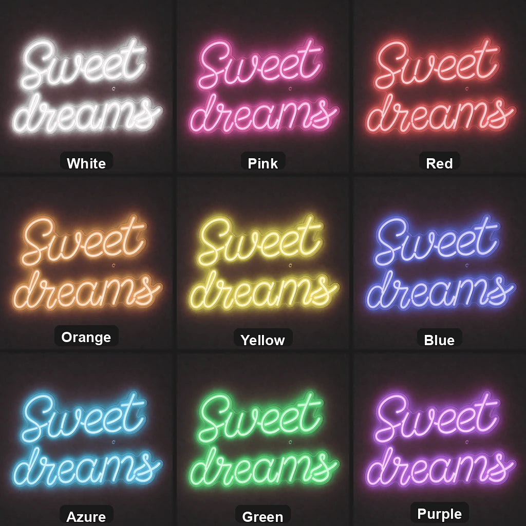 Sweet Dreams Wall Decor LED Neon Sign Garage Man Cave Neon Sign color grid