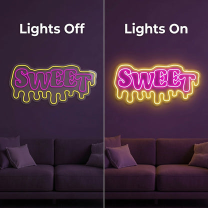 Sweet LED Neon Sign - 06 Day Night Comparison