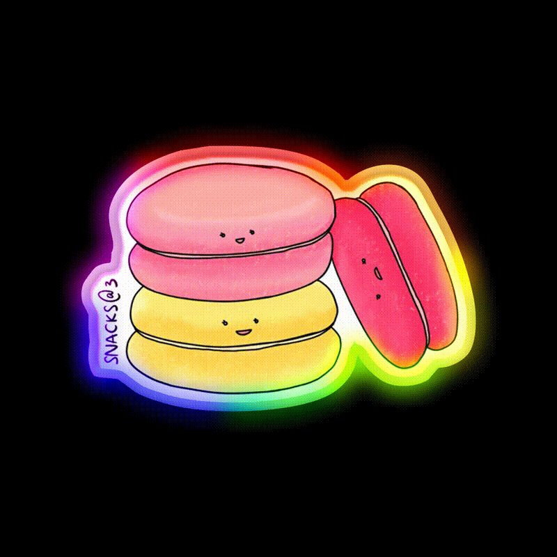 Sweet Macaron In Sweet Colors Snack Food Led Neon Sign Rgb Color - LED neon sign close-up detail