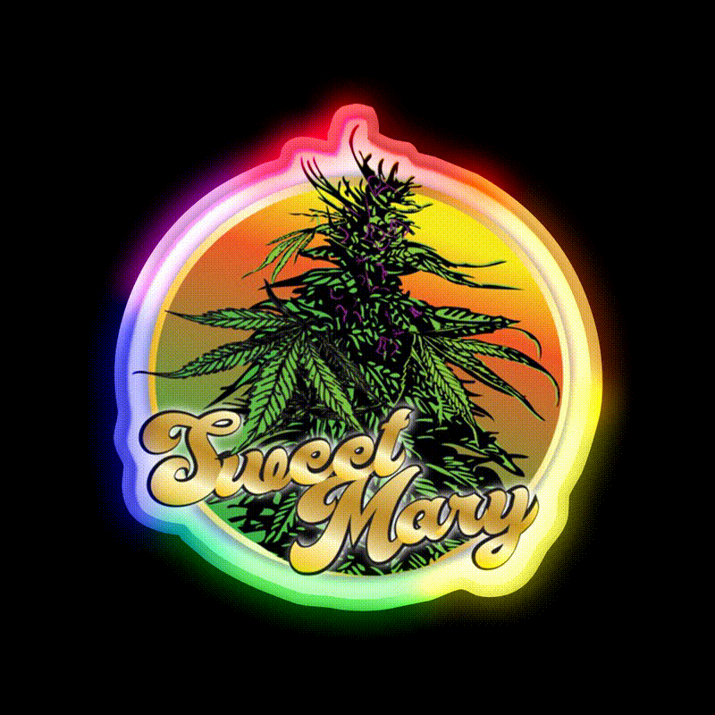 Sweet Mary Hemp Inspired Green Leaf Led Neon Sign Rgb Color - LED neon sign close-up detail