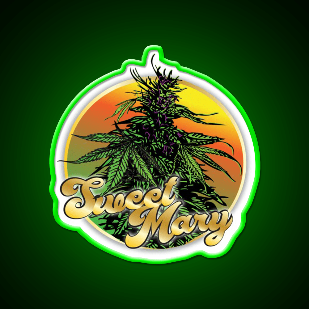 Sweet Mary Hemp Inspired Green Leaf Led Neon Sign Rgb Color - Shineneon