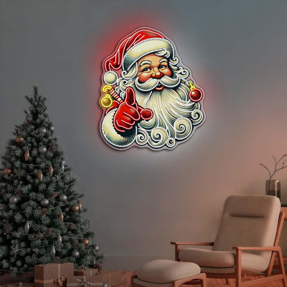 Sweet Santa Smiling Christmas Uv Printed Led Neon Sign Artwork For Indoor Holiday Decor | Shineneon