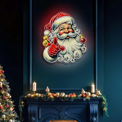 Sweet Santa Smiling Christmas Uv Printed Led Neon Sign Artwork For Indoor Holiday Decor | Shineneon