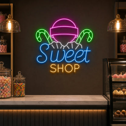 Sweet Shop LED Neon Sign Garage Man Cave Neon Sign real lifestyle scene