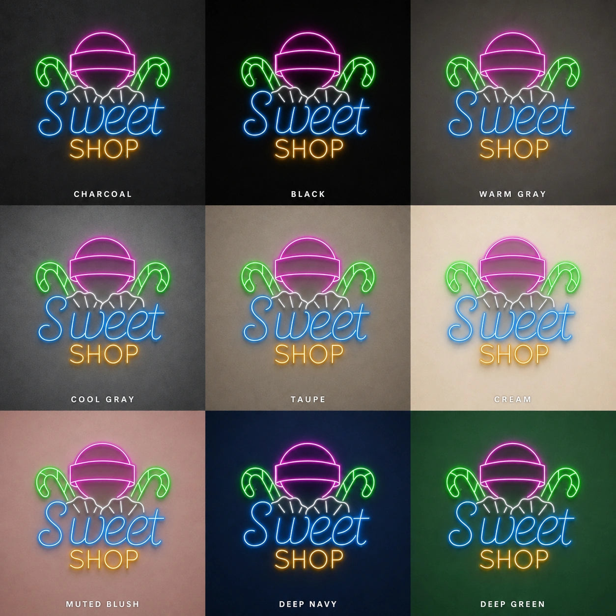 Sweet Shop LED Neon Sign Garage Man Cave Neon Sign color grid