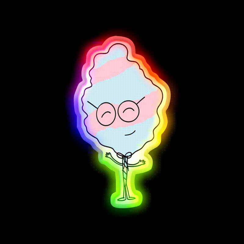 Sweet Smart Cotton Candy Cutie Snack Food Led Neon Sign Rgb Color - LED neon sign close-up detail