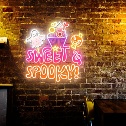 Sweet Spooky Ghost Cake Halloween Acrylic Led Neon Sign | Shineneon