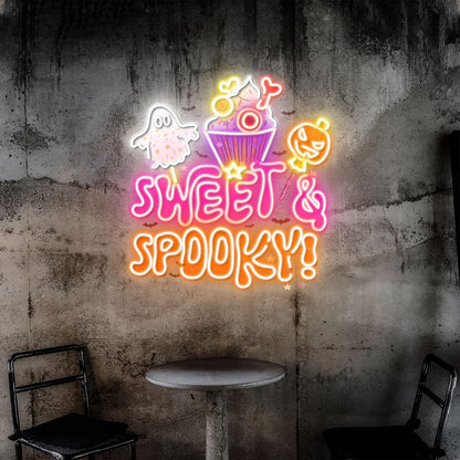 Sweet Spooky Ghost Cake Halloween Acrylic Led Neon Sign | Shineneon