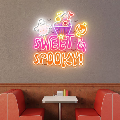 Sweet Spooky Ghost Cake Halloween Acrylic Led Neon Sign | Shineneon