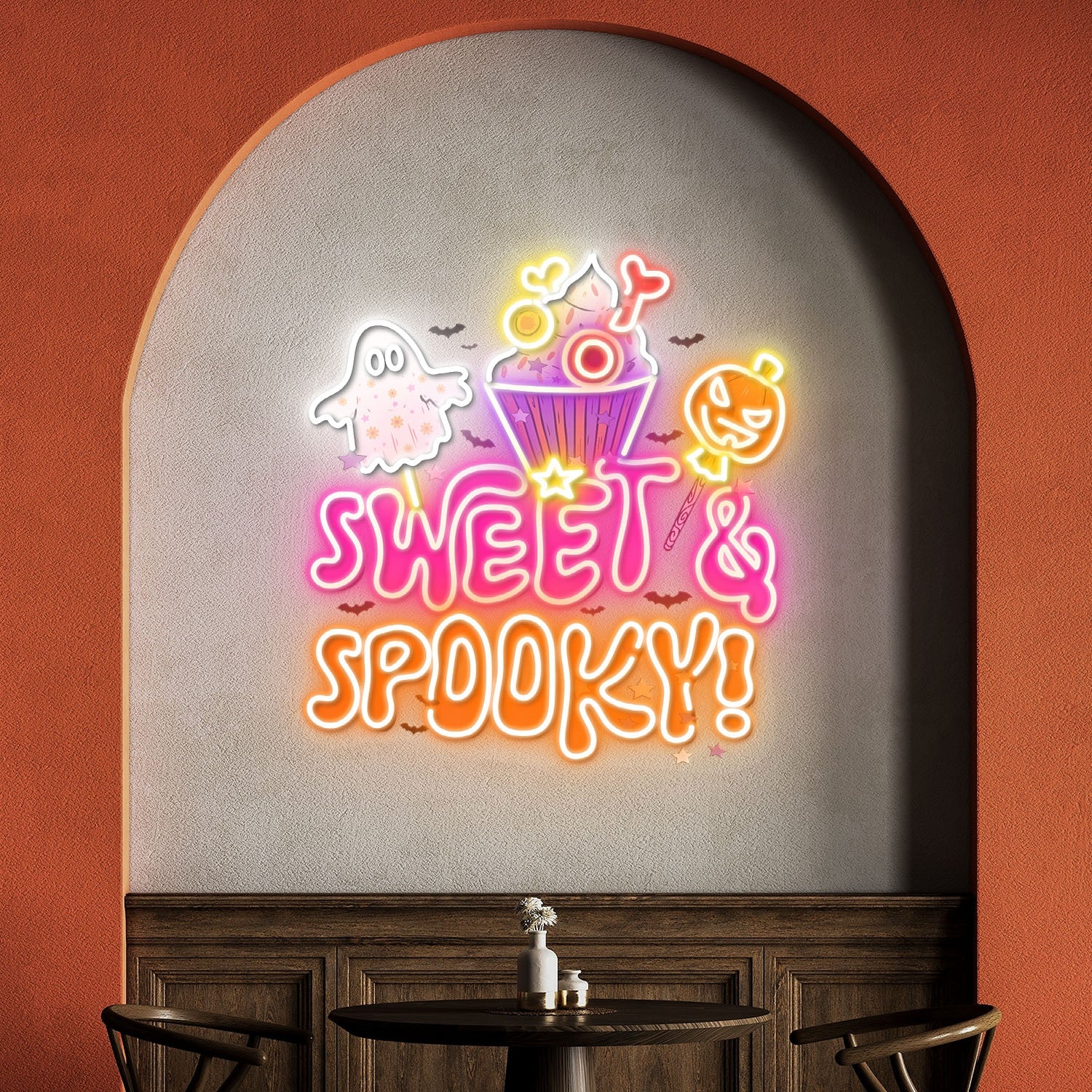 Sweet Spooky Ghost Cake Halloween Acrylic Led Neon Sign | Shineneon
