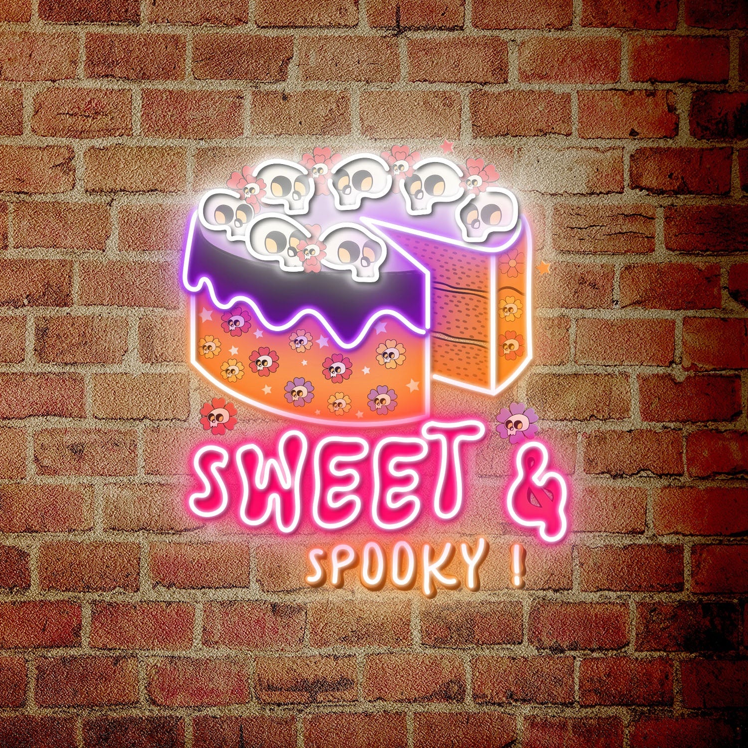 Sweet Spooky Skull Cake Halloween Acrylic Led Neon Sign | Shineneon