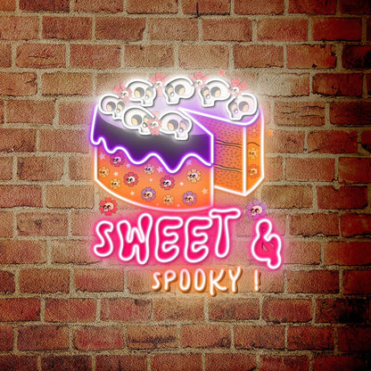 Sweet Spooky Skull Cake Halloween Acrylic Led Neon Sign | Shineneon