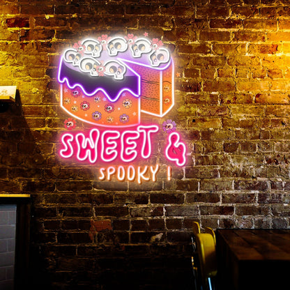 Sweet Spooky Skull Cake Halloween Acrylic Led Neon Sign | Shineneon