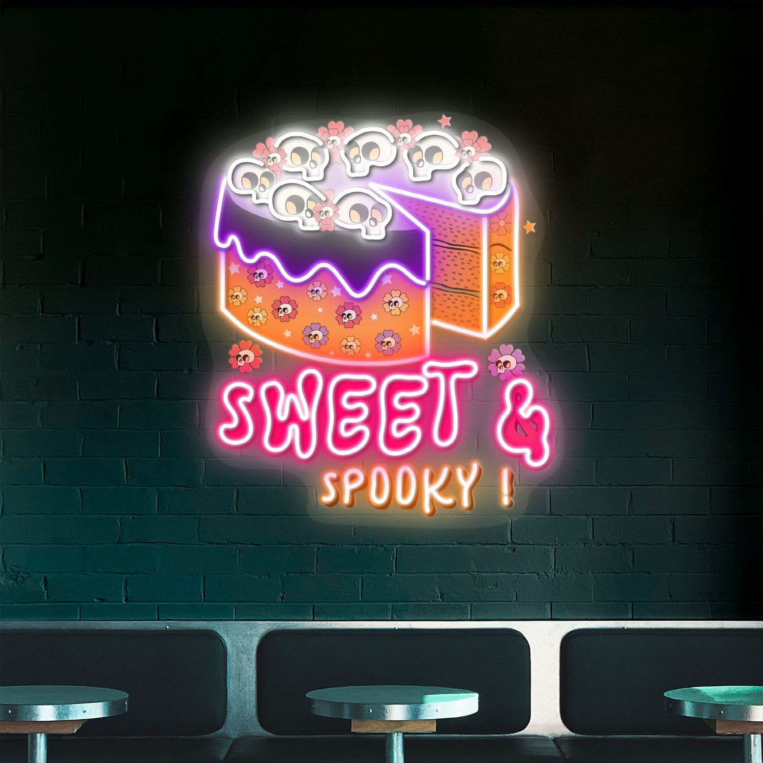 Sweet Spooky Skull Cake Halloween Acrylic Led Neon Sign | Shineneon