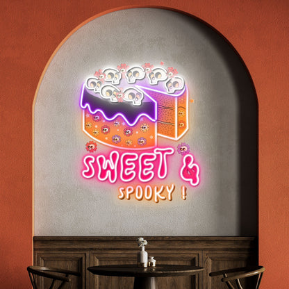 Sweet Spooky Skull Cake Halloween Acrylic Led Neon Sign | Shineneon