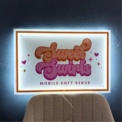 Sweet Swirls Acrylic Business Logo Sign - Shineneon