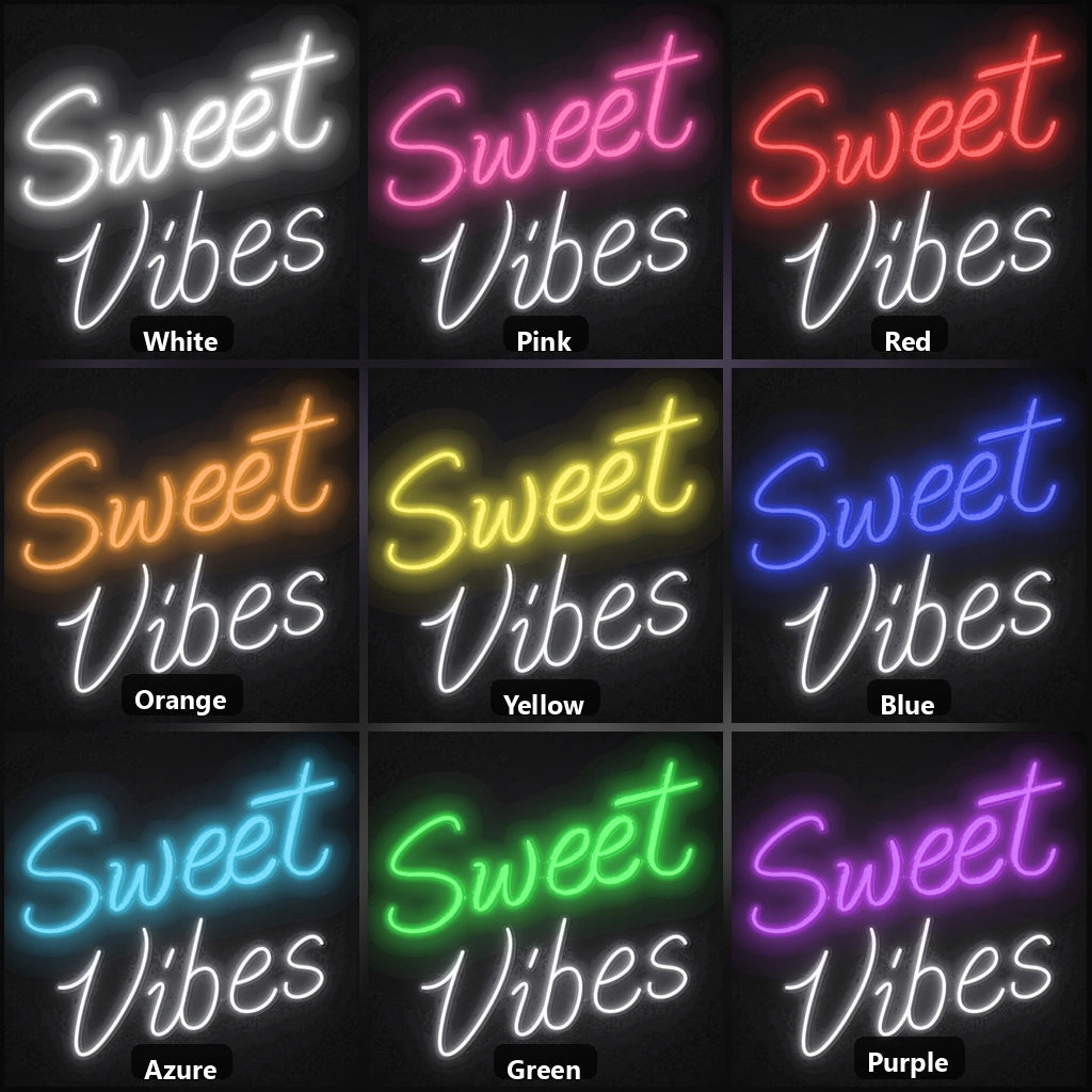 Sweet Vibes LED Neon Sign Garage Man Cave Neon Sign color grid