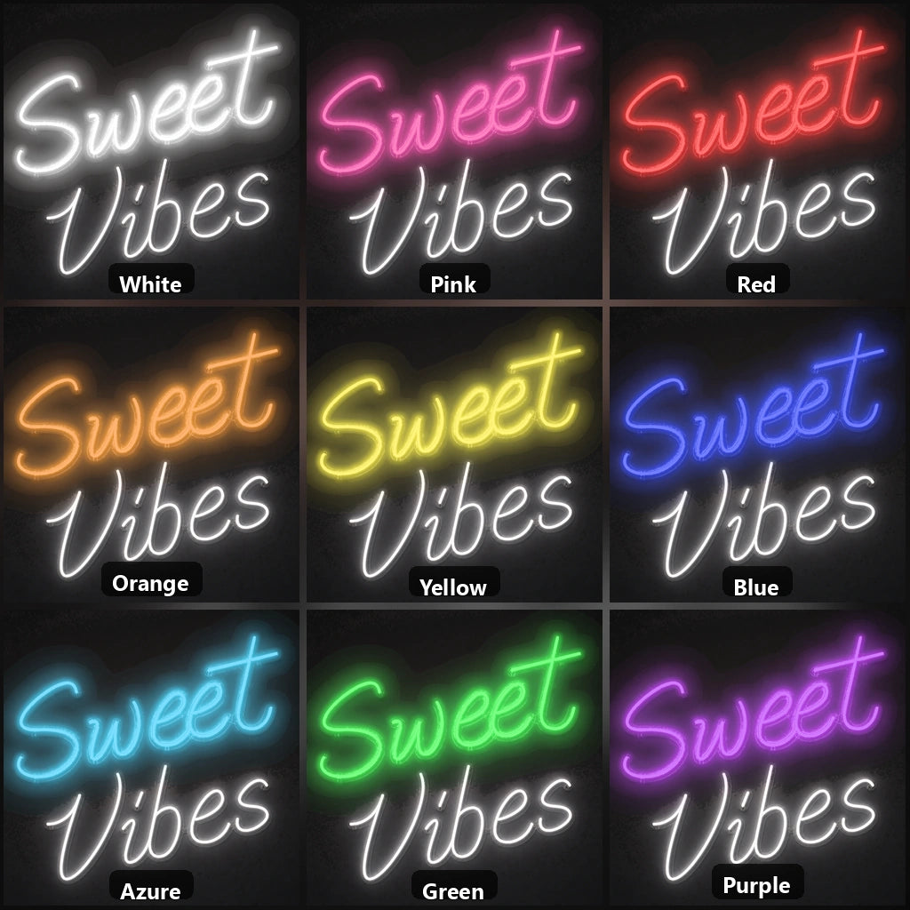 Sweet Vibes Wall Decor LED Neon Sign Garage Man Cave Neon Sign color grid