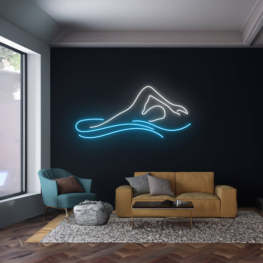 Swimming Neon Sign Game Player Neon Light