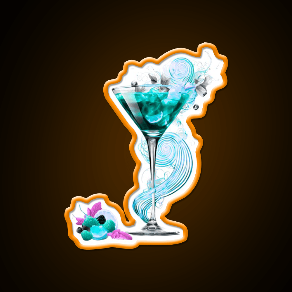 Swirl Cocktail Glass Art Deisign Cocktail Bar Decor Led Neon Sign Rgb Color - Shineneon