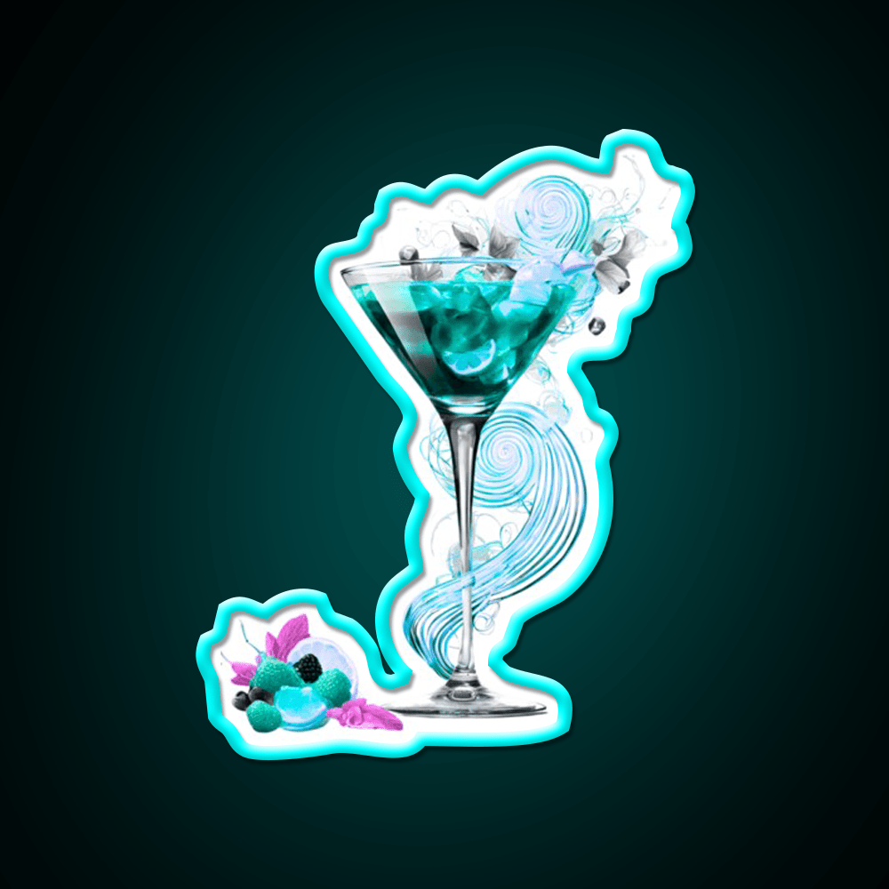 Swirl Cocktail Glass Art Deisign Cocktail Bar Decor Led Neon Sign Rgb Color - Shineneon