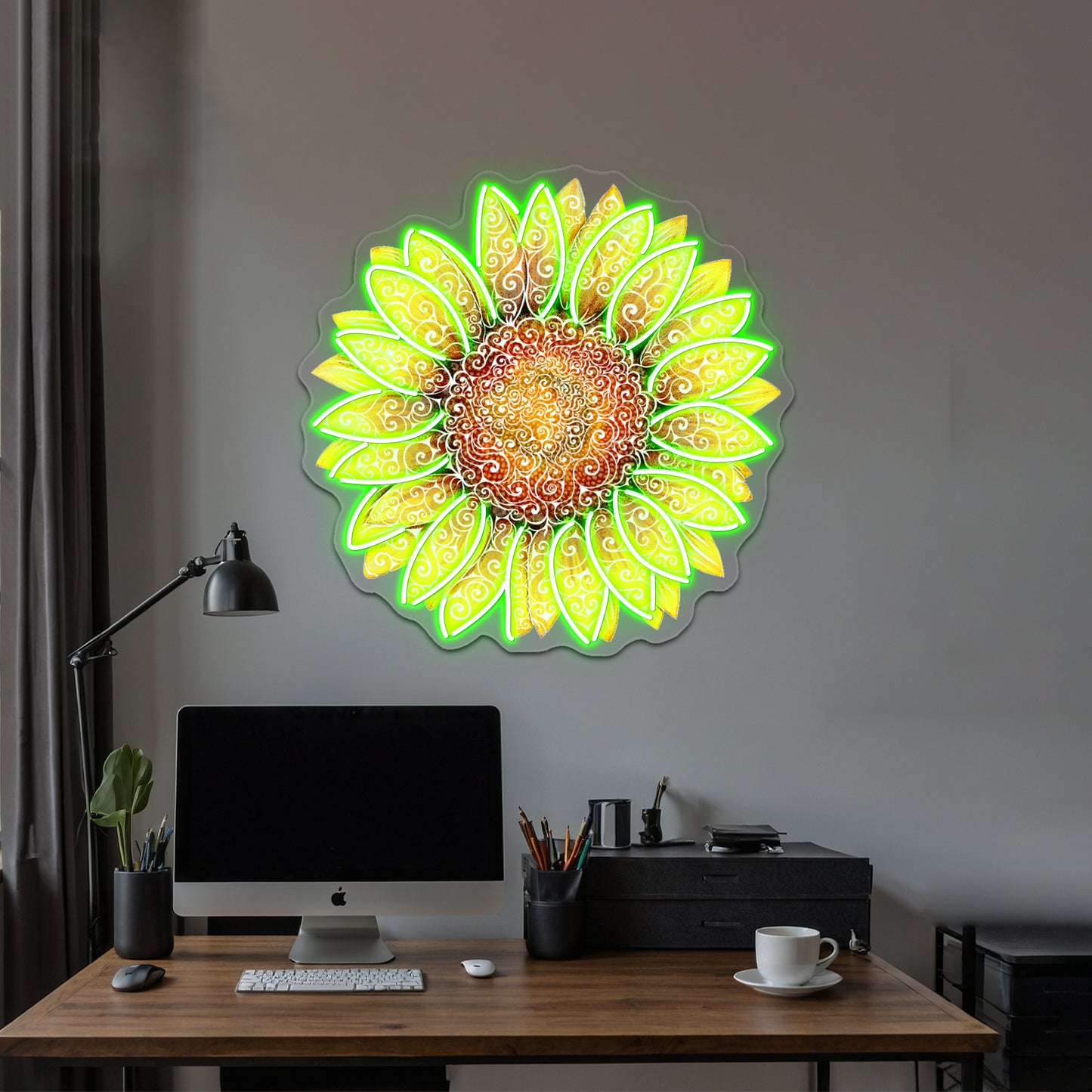 Swirly Sunflower Wall Artwork Neon Signs