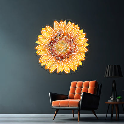 Swirly Sunflower Wall Artwork Neon Signs