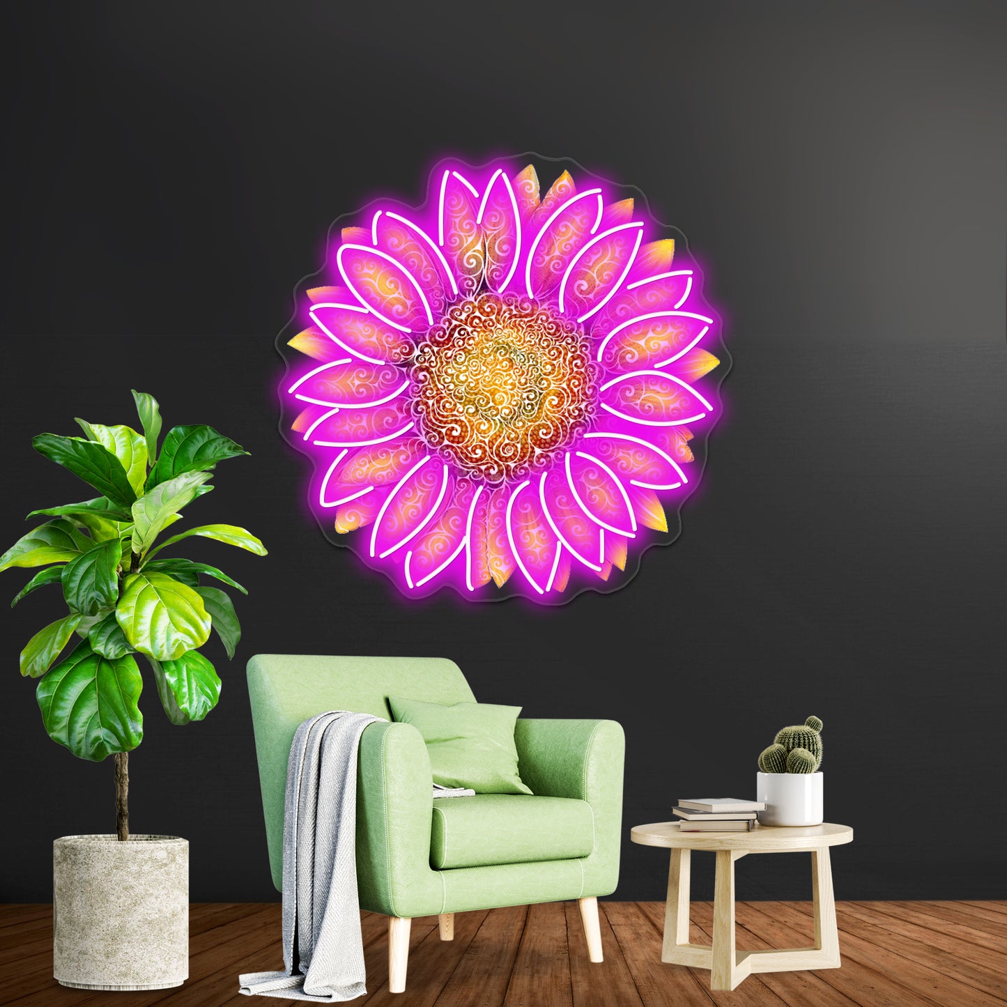 Swirly Sunflower Wall Artwork Neon Signs